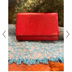 Coach Scarlet Leather Key & Card Holder